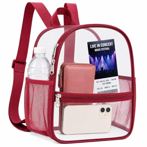 Image of Oraben Clear Backpack Stadium Approved, 12 x 6 x 11 in, Small Transparent Backpack for Concerts, Sports Events, Festivals, Travel, Waterproof PVC, Adjustable Straps, Women Men