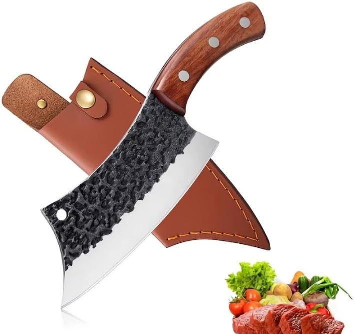 DAXXIN Meat Cleaver,Cleaver Knife, 6 Inch Forged Stainless Steel Knife 5cr15 Meat Cleaver Wooden Handle Kitchen Chef Butcher Knife Barbecue Fruit Knife Cooking Tools