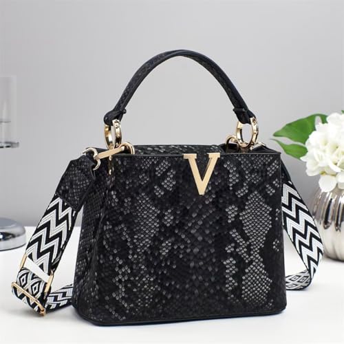 Image of Satchel Bag for Women, Crocodile Leather Purse Top Handle Purse Small Crossbody Handbag Women's Shoulder Tote Bag