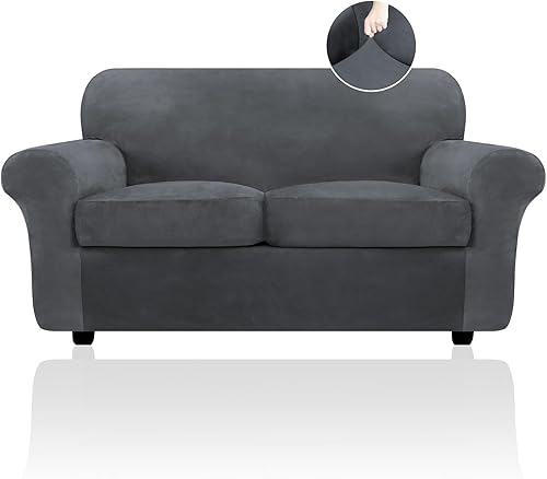 Miniatura 19 de FestiCorp Funda de sofá de terciopelo para perros, fundas elásticas para sofá, fundas gruesas para mascotas, funda para silla lavable, sillón, gris