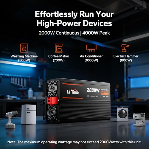 Image of LiTime 12V 2000W Power Inverter with ATS Transfer Switch, 12V DC-120V AC