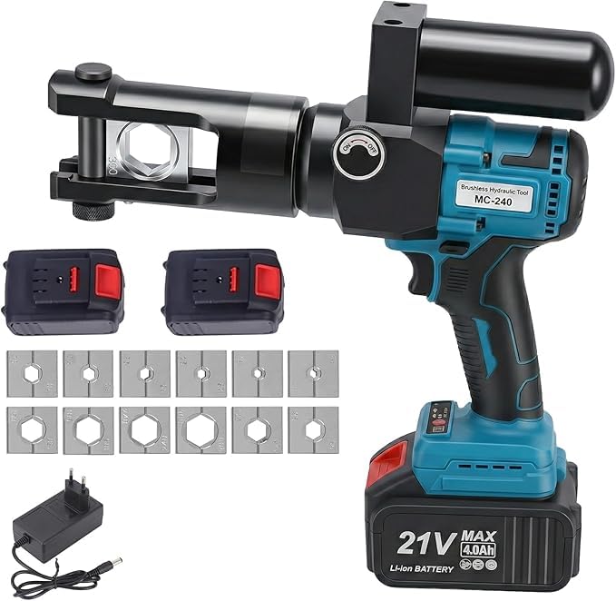 80kn Rechargeable Hydraulic Crimping Tool, 21v Lithium Battery Powered Hydraulic Crimping Tool 10-300mm²Electric Crimping Tool