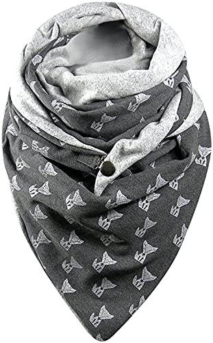 RTSFKFS Dreieckschal Damen Herren Baumwolle Schal Herbst Winter Warm HalstüCher Drucken Retro Mode Scarf Mit Knopf Poncho Cape Soft Wrap Großen (Color : M, Size : 155 * 75cm) Cover