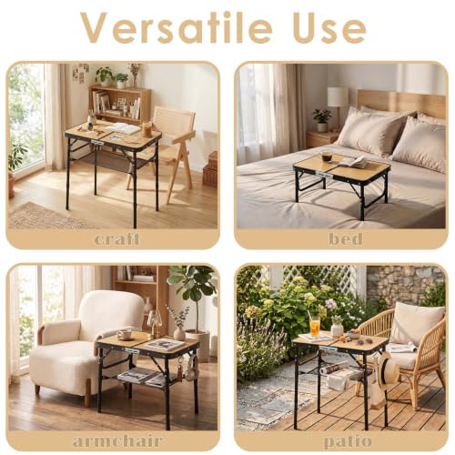 Image of Folding TV Dinner Tray Table, Adjustable Height Sofa Snack Table