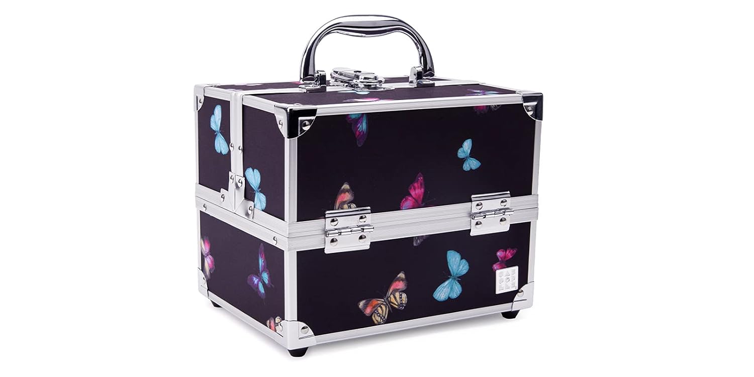 Caboodles Adored Train Case | 4-Tray Cosmetic Organizer with Locking Latch : Beauty & Personal Care