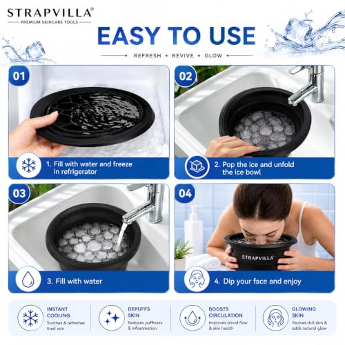 Image of Premium Face Ice Bowl for Facial Icing Therapy, Silicone Face Ice Bowl for Face Dipping Routine, Large Ice Face Bowl, Skin Tightening & Puffiness Relief, Foldable Design with Hair Headband