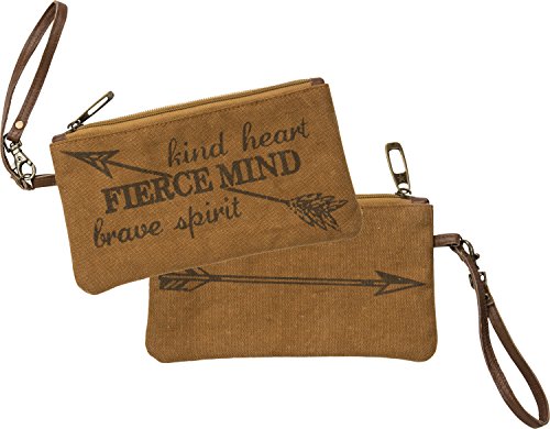 Primitives By Kathy Canvas Wristlet - Kind Heart Fierce Mind Brave Spirit