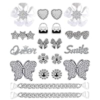 BKKrit Croc charms Bling Jibbitz for Crocs Designer Shoes Accessories for Women Girls Teens Bling Chain Shoes Charms Butterfly Flower Jewelry Decorations for Clog Shoes Decoration, Silver