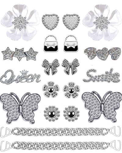 Bling Shoe Charms Designer Bling Chain Shoes Accessories for Women Girls Jewelry Cute Shoe Decoration Charms Butterfly Flower for Birthday Gifts Party Favors