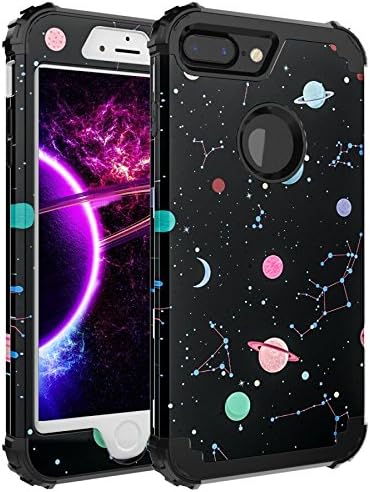 FOOXII Case for iPhone 7 Plus,Case for iPhone 8 Plus[Heavy Duty Shockproof] Silicone + PC Three Layer Hybrid Case High Impact Resistant Protective Cover,Space Black