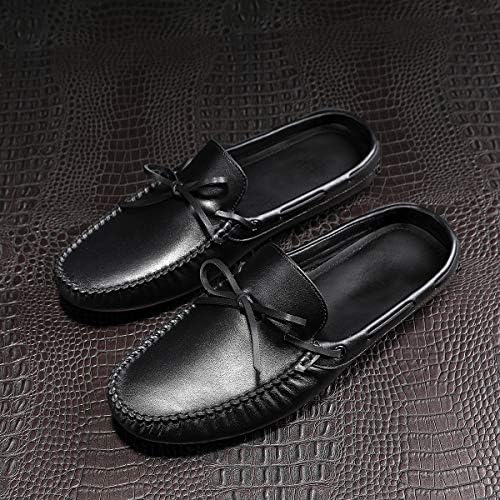 TOZOL Men's Mules Clog Leather Slip On Backless Loafers Fashion Slippers Soft Shoes Black | Image 4
