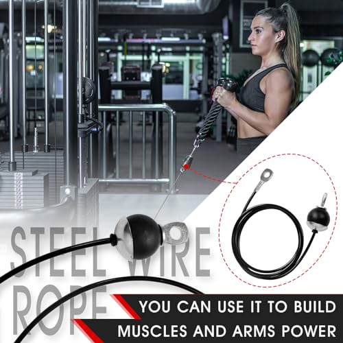 59IN Fitness Pulley Cable - Replacement Cable Machine Accessories -Thick 5mm(0.2inch) - Cable Pulley Attachments for Gym- Heavy Duty Steel Wire Rope for Cable Pulley Machine - Thumbnail 5