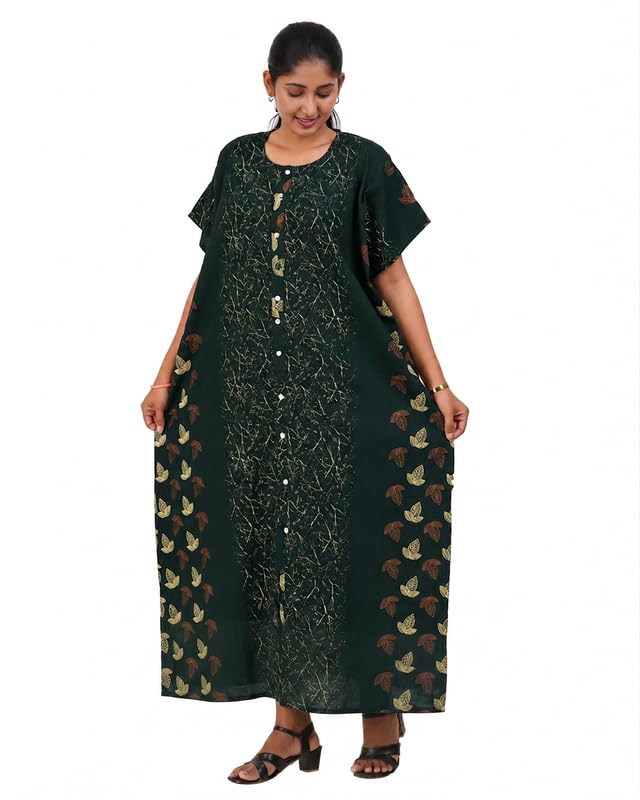 menmaii Maxi Full Length [Free Size] Fits L to 4XL - Women's Full Front Buttoned Multipurpose Nighty for Pregnancy/Elderly/Patient/Feeding/Hospital Purpose Nighty [a Kind of Adaptive Clothing]-picture-39