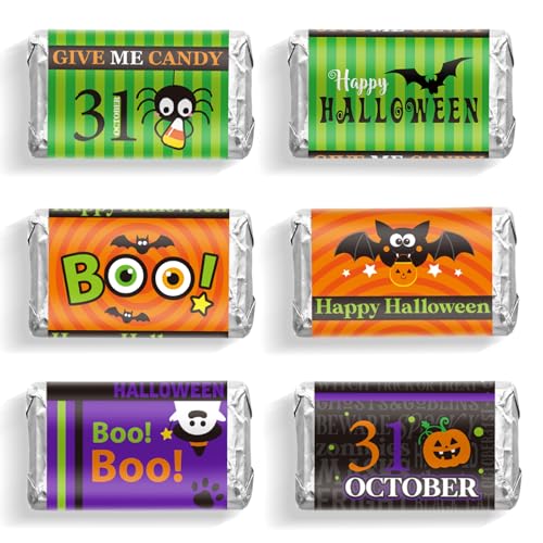 90 Pieces Halloween Mini Candy Bar Wrapper Stickers Pumpkin Boo