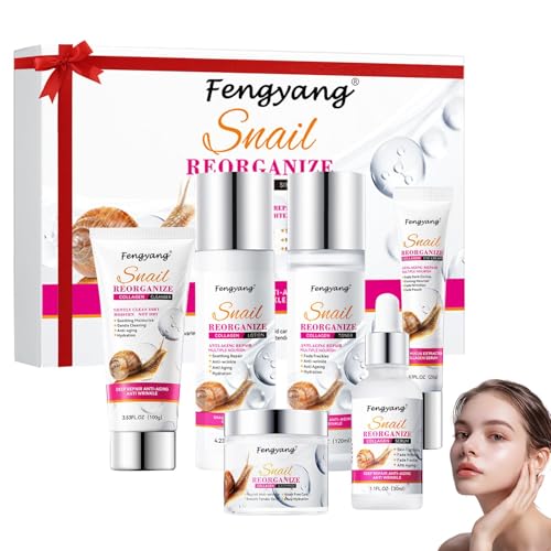 Fengyang® Schneckenpflege Set, Beauty Geschenksets, 6Pcs Geschenkset Damen, Collagen Feuchtigkeitsset 6 Teilig, Feuchtigkeitsspendendes Hautpflegeset Kit