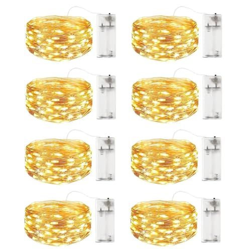 JcvPot 8 Stück LED Drahtlichterkette Mini, 2M 20 LED Warmweiß, Micro...
