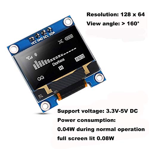 Dorhea 6Pcs 0.96’’ Oled Display Module 12864 128X64 Pixel Lcd White Light Ssd1306 Driver Board I2C Serial 0.96 Inch Iic Chip 4 Pin Self-Luminous Display Board Compatible With Raspberry Pi #TOP3