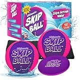Activ Life The Ultimate Water Skip Ball (2 Pack), Water Bouncing Toys, Fun Games at Beach, Lake, Swimming Pool, Easter Basket Stuffer Gifts for All Ages Kids & Family, Pink/Purple with Skip Disc