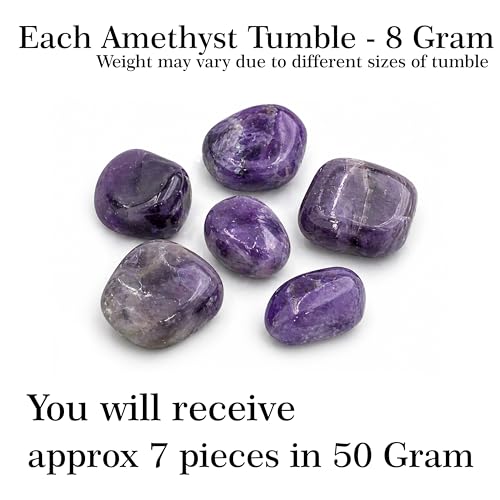 Image of Crystal Amethyst Tumble Stone | 50 gm Tumbled Gemstones | Reiki Healing Stones | Home Decor Pebbles | Aquarium Gravel | Garden & Table Decor