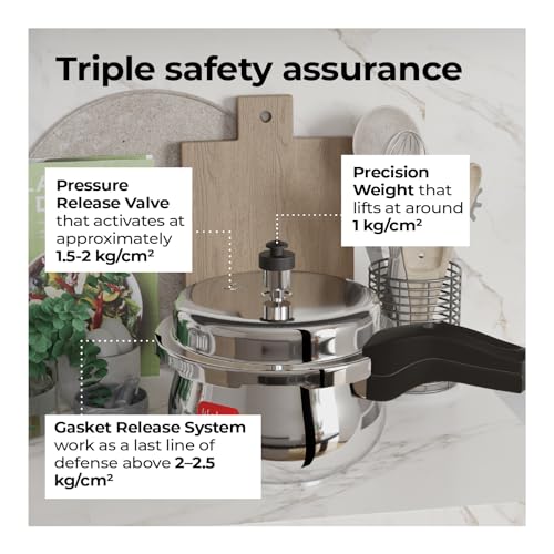 Lifelong Stainless Steel Curve Pressure Cooker 2Liters | Induction & Gas Stove Compatible with Outer Lid, ISI Certified & Lock System | Safe &... - Image 3