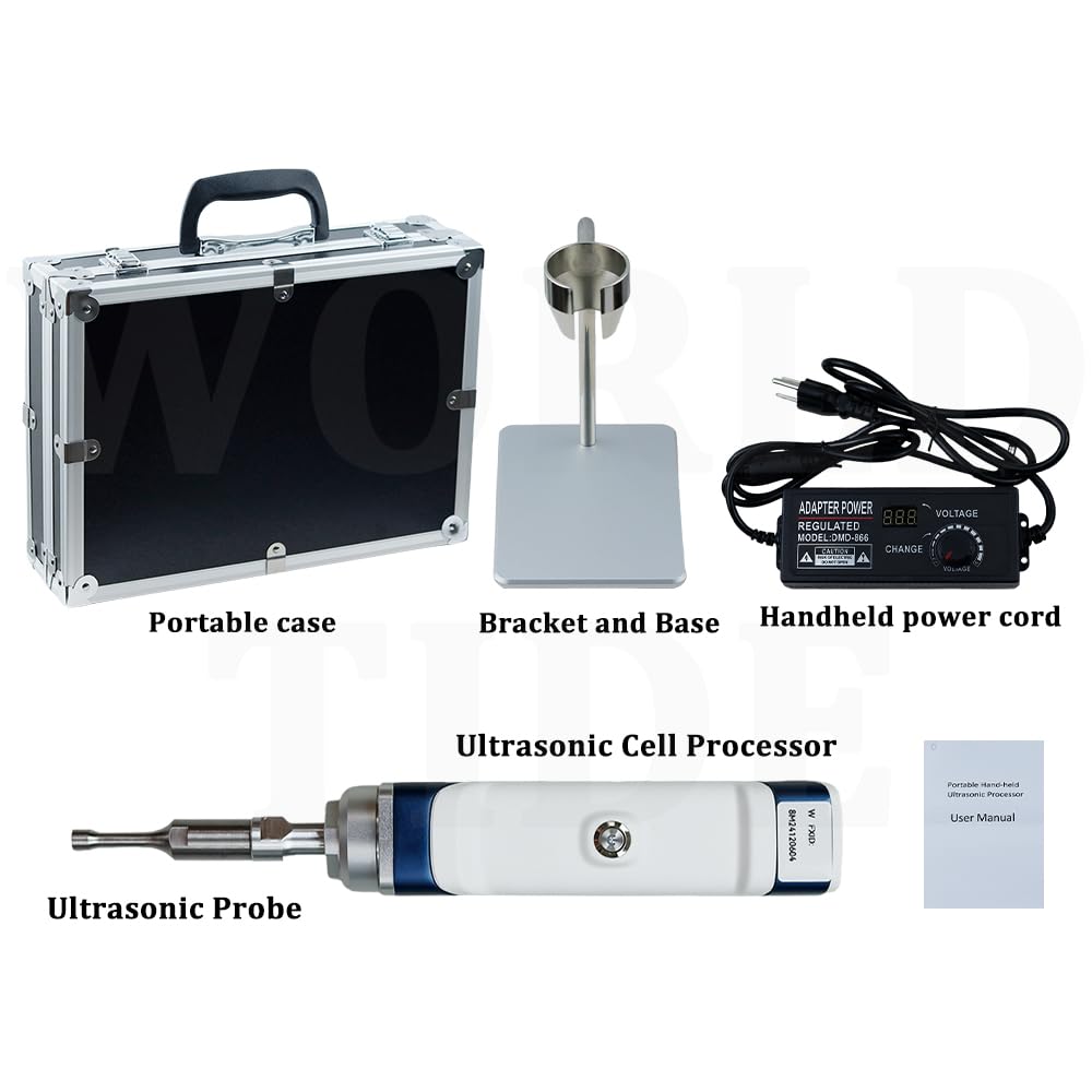 Handheld Ultrasonic Homogenizer 300W 30KHz Portable Sonicator Processor Cell Disruptor Emulsifier with Bracket Carrying Case for Lab Use – Probe Sold Separately