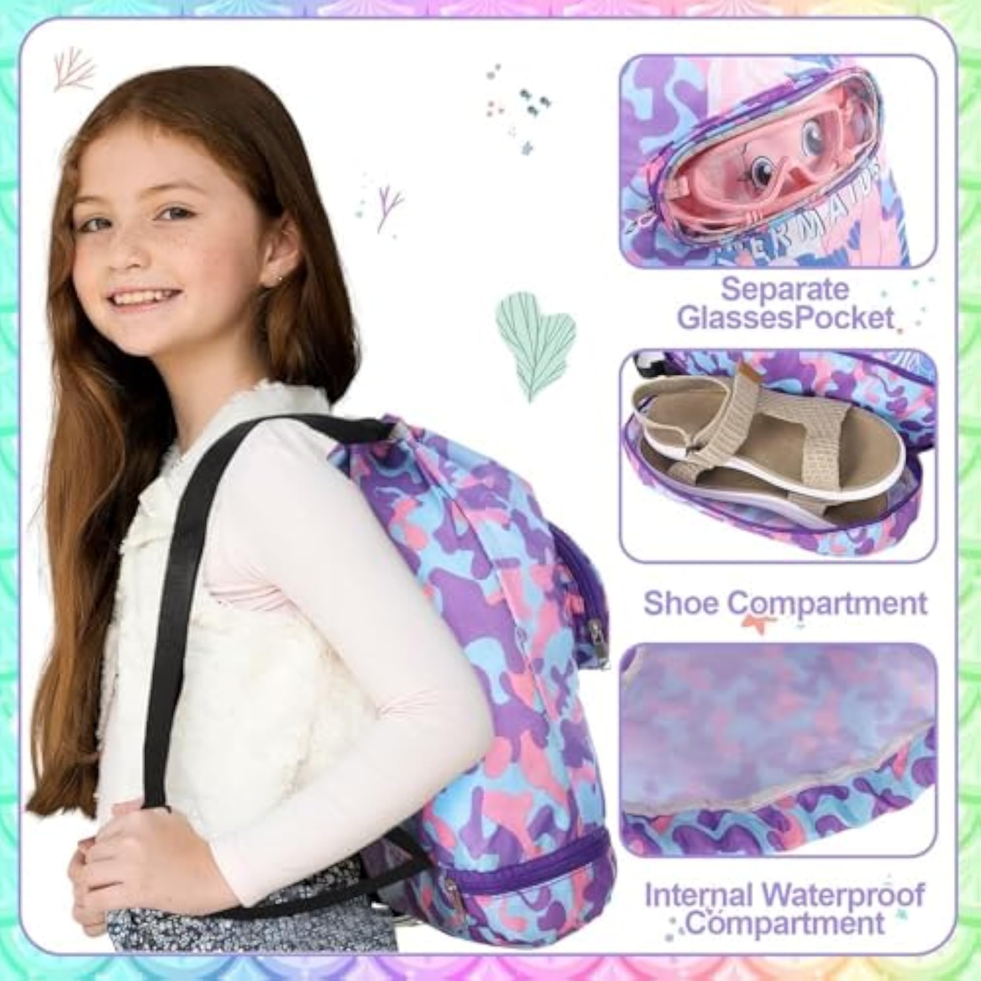 Kids Swimming Bag Set with Swim Cap & Goggles
