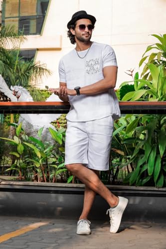 Image of Vogaan Men's Multi Color Linen Cotton Shorts | Regular Fit Casual Summer Shorts with 3 Pockets