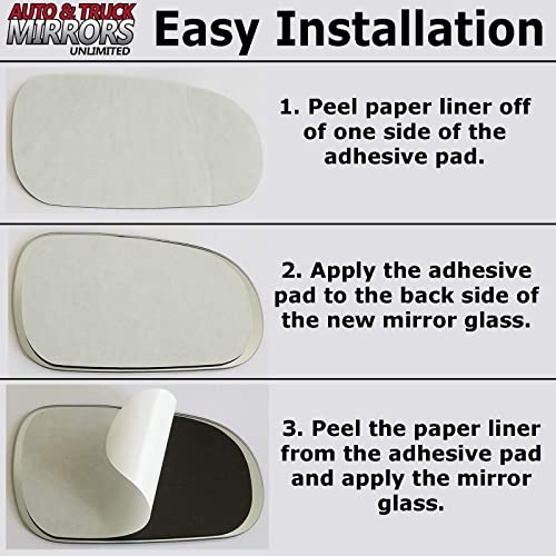 Mirror Glass + Full Size Adhesive Pad For 2012-2015 Volkswagen Passat Passenger Side Replacement - 2 Options Offered (2012 2013 2014 2015 2017 12 13 14 15 17) #TOP2
