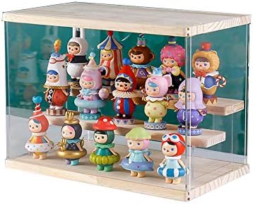 Display case for Action Figures with 3 Steps,Doll Display case with Door for Figure Collectibles,Funko Pop Figures,Any Toys and Mini Figures,Acrylic Perfume Stand(12.9" W x 6.8" D x 9.5" H)