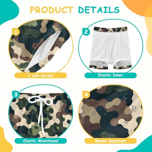 Boy Swim Trunks with Compression Liner Traditional Camo Pattern Boys Swim Shorts Quick Dry Beach Shorts4