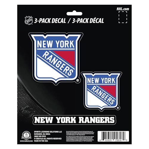 Fanmats NHL New York Rangers Team Decal, 3-Pack , Blue