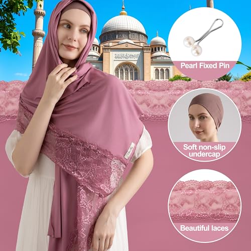 Viscose & Cotton Hijab Scarf Set for Muslim Women – Undercap & Safety Hijab Pin – Soft, Stylish & Comfortable3