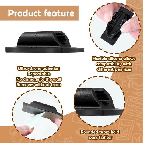 AIERSA Pencil Holder for Desk,10Pcs Pen Holders for Classroom Clipboard Attachment,Silicone Adhesive Pencil Holder for School Student Kids Desk Teacher Office Accessories - Image 6