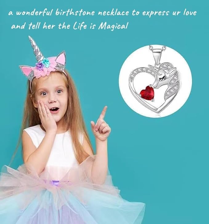 Unicorns Gifts for Girls Necklaces 18K White Gold Plated Unicorn Necklace for Teen Girls Unicorn Gifts 1CT Birthstone Necklace initial heart necklace for girls 4-6 girls' birthstone jewelry for girls 6-83