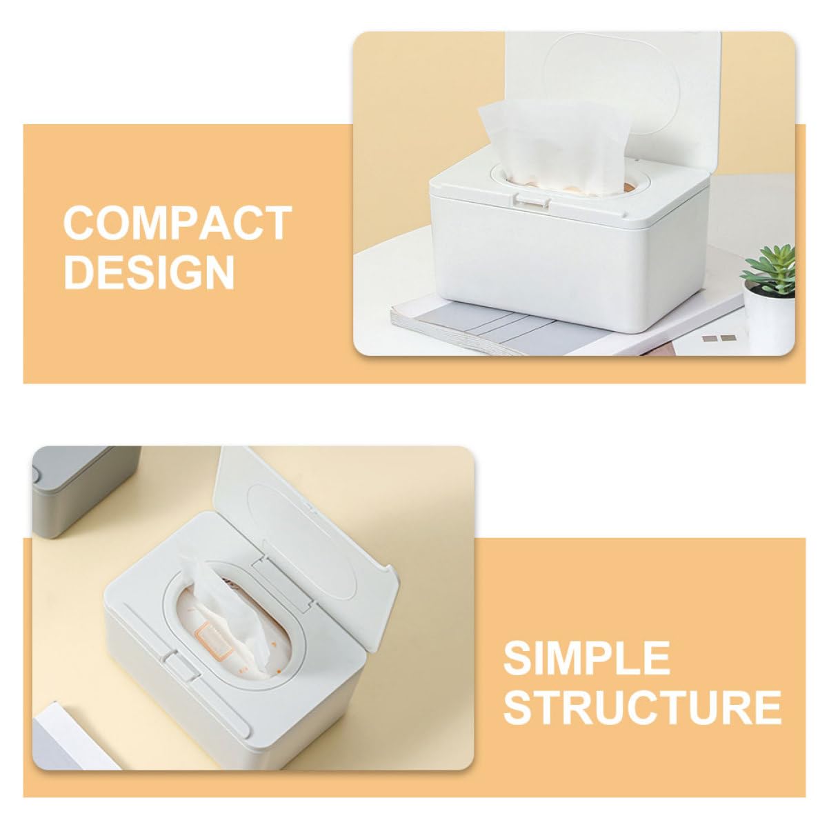 Boîte à Lingettes pour Bébé Réutilisable 2 Pièces, Plastique Blanc