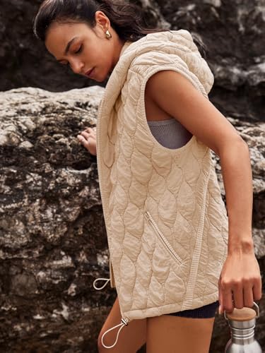 SENSERISE Womens Oversized Puffer Vest Sleeveless Quilted Jacket Zip Up Hooded Puffy Vest Winter Coats with Pockets4