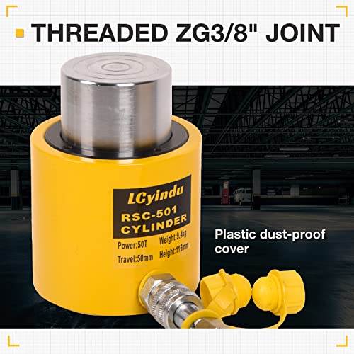 Image of 50T Hydraulic Cylinder Jack Ram 2 inch(50mm) Stroke Solid Single Acting Hydraulic Ram Cylinder Jack Hydraulic Lifting Cylinders, RSC-501(50T 2Inch)