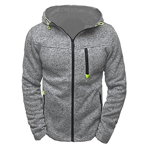Mens Hooded Sweatshirt with Zipper Fleece Lined Sports Jacket Lightweight Slim Fit Hoodie Casual Long Sleeve Coat