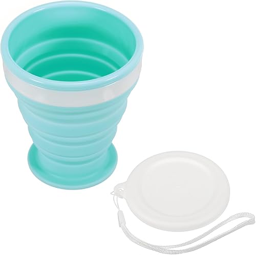 PATIKIL Taza plegable, 6.8 fl oz de viaje, plegable, de silicona, portátil, para acampar, senderismo, al aire libre, azul
