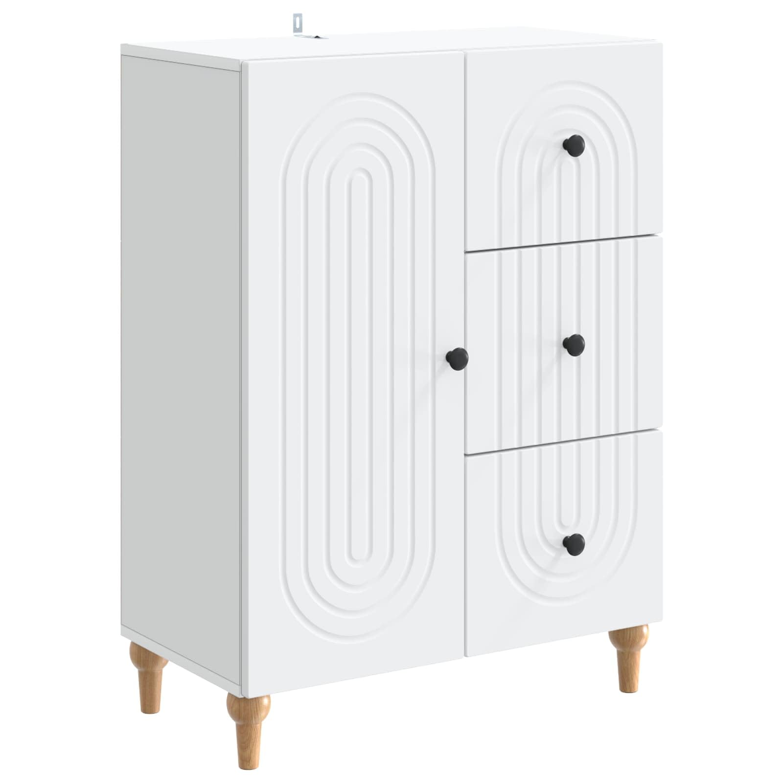 Aparador blanco de 66 cm cómoda de madera 3 cajones y armario auxiliar moderno para comedor