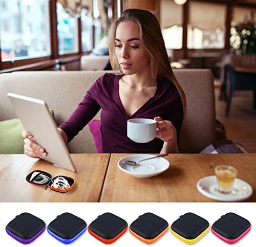 TSHAOUN 6 Pcs Earphone Cases, Headphones Travel Organizer Case for Earphone USB Cable Charger, Mini Square Earphones Carrying Case (Multicolor)