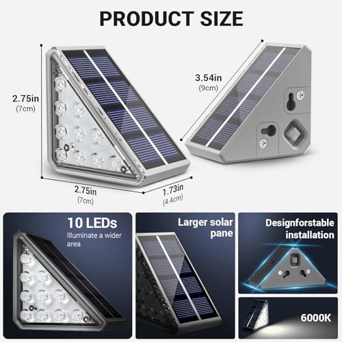 Image of NIORSUN Outdoor Step Lights, 6 Pack Solar Stair Lights Outdoor Waterproof IP67 Auto On Off, Solar Lights for Steps,Stair,Patio,Yard,Porch,Front Door,Sidewalk,Deck Decor,Cool White