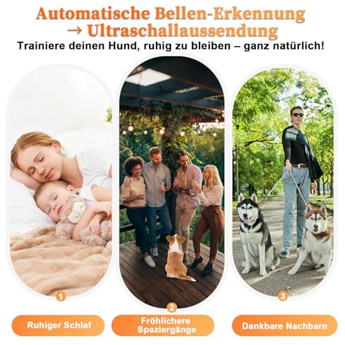kacylzom Antibell für Hunde - Ultraschall Antibell Gerät für Hunde mit 5 Frequenzstufen 3 Reichweiten 50 Fuß Reichweite Automatischer Anti Bellen Funktion Ultraschall Hundebell Stopper für Innen Außen
