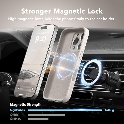 Image of Magnetic for iPhone 16 Pro Max Case, Compatible with MagSafe, [Full Camera Protection][Screen Protector] Silicone Shockproof Protective Phone Case for iPhone 16 Pro Max 6.9 inch, Stone
