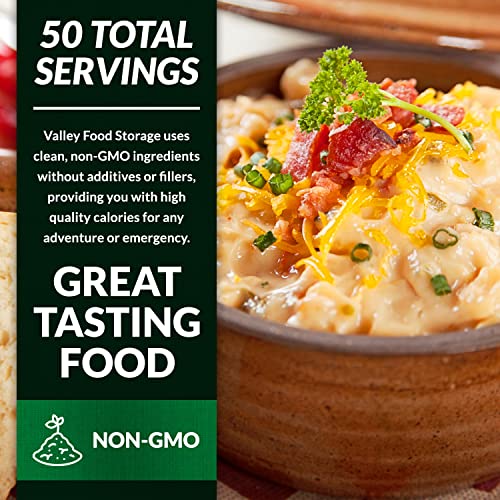 Image of Valley Food Storage Irish Pub Cheddar Potato Soup 10-Bag Bucket, 50 Servings | Premium Non-GMO Emergency Food Supply with 25 Year Shelf Life | Survival Meals, Prepper Food, Camping & Off-Grid Supplies