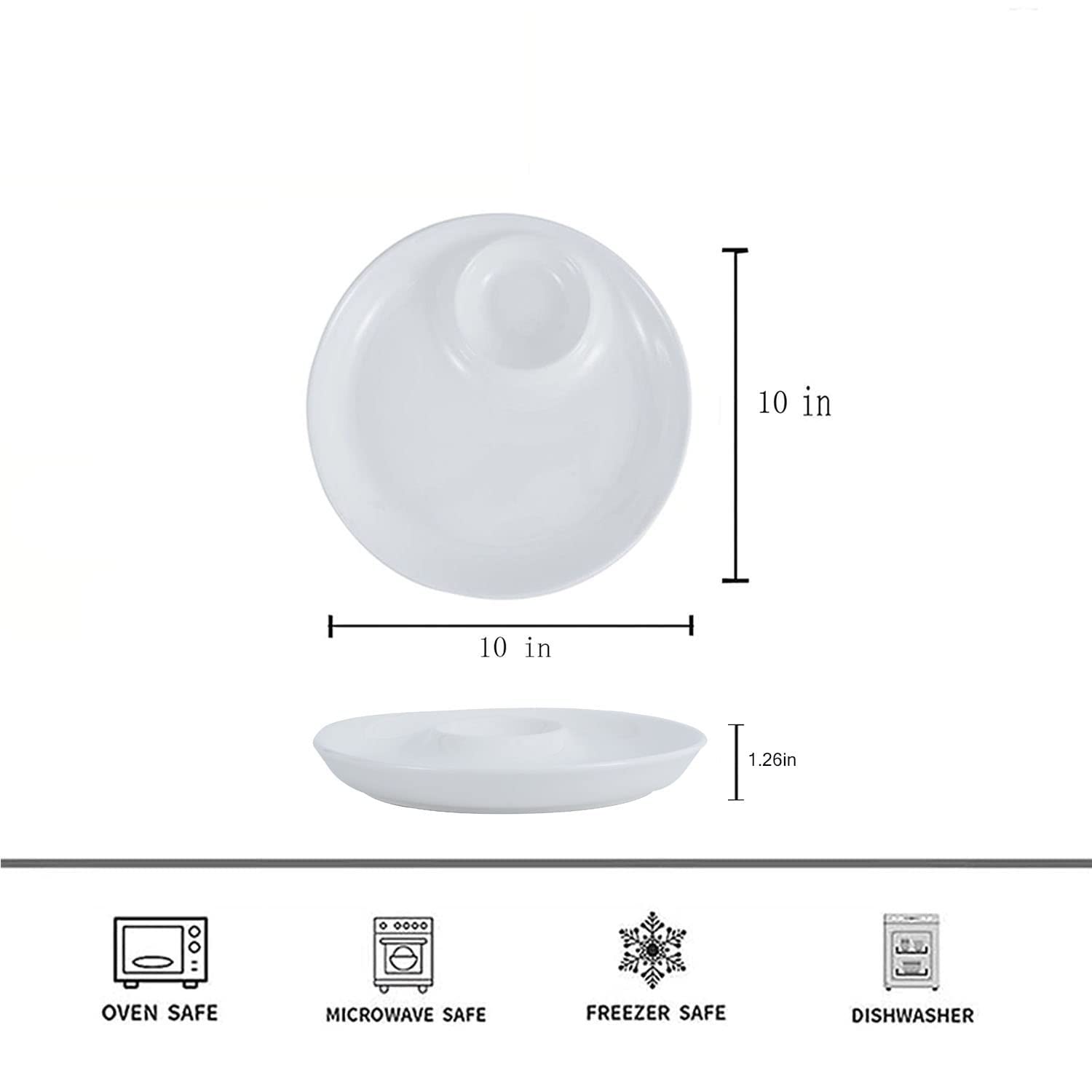 Porzellan-Servierset für Chips und Dips, 2-teilig, unterteilte Teller und Serviertabletts, ideal für Vorspeisen, Snacks, Desserts, Party-Servierung, elegantes Zuhause