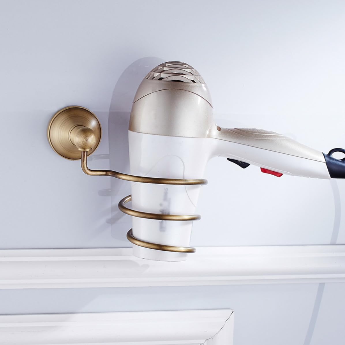 Stainless Steel Hair Dryer Rack Wall Mounted Antique Brass