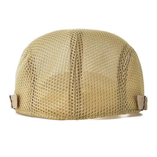 Image of VOBOOM Men Breathable Mesh Summer Hat Adjustable Newsboy Beret Ivy Cabbie Flat Cap