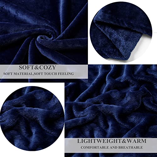Jiahannha Fleece Plush Throw Blanket Navy Blue(50 By 60 Inches),Super Soft Fuzzy Cozy Flannel Blanket For Couch Sofa.Microfiber Blanket Lightweight thumb #3