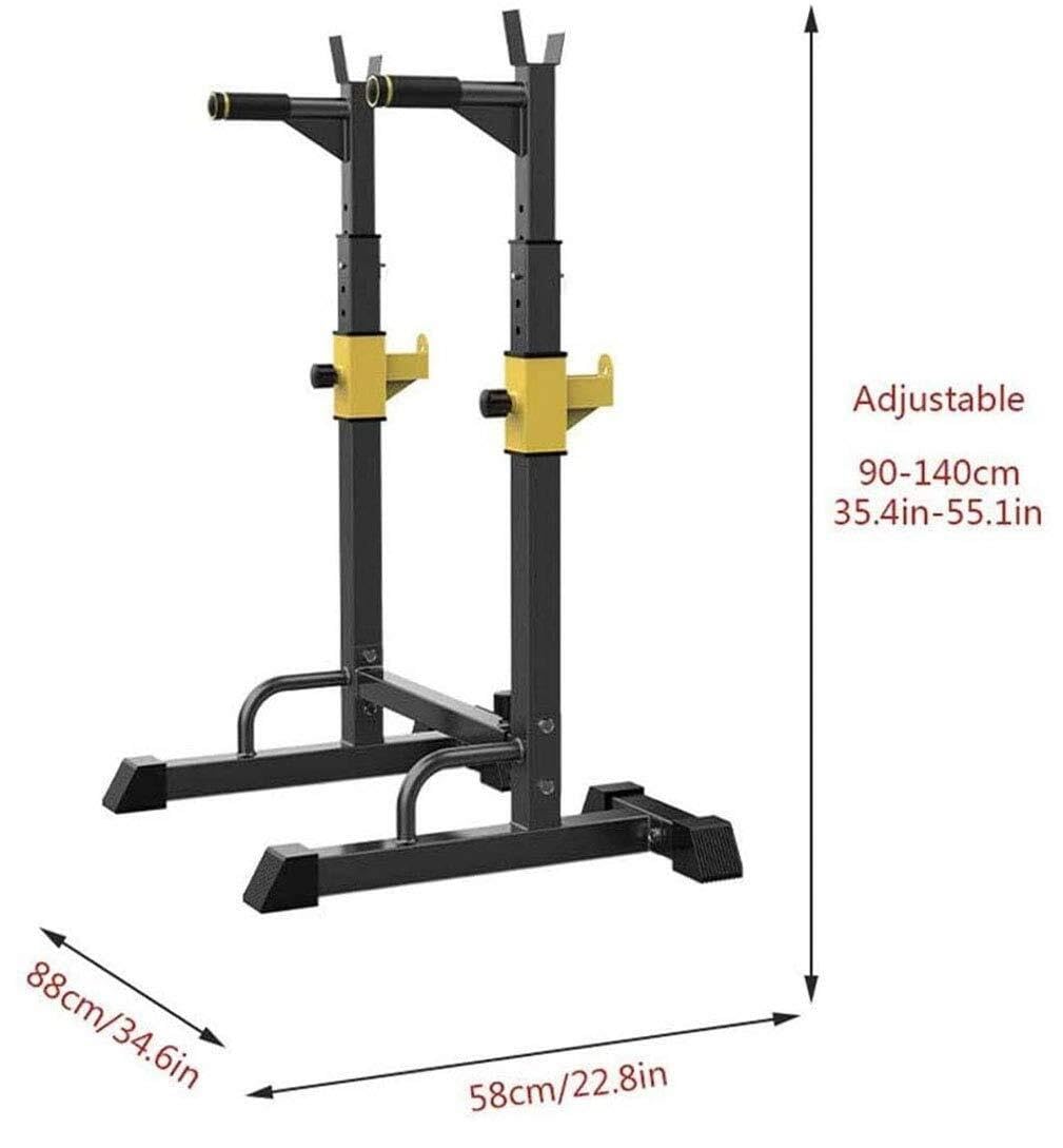 Soporte Ajustable para Sentadillas con Barra, Carga máxima de 250 kg, Soporte Multifuncional con Barra de dominadas para Gimnasio en casa, Soporte Seguro y Estable para Banco de Prensa.